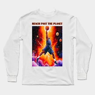 Basketball Player Dunking Digital Oil Painting Motivating Message Long Sleeve T-Shirt